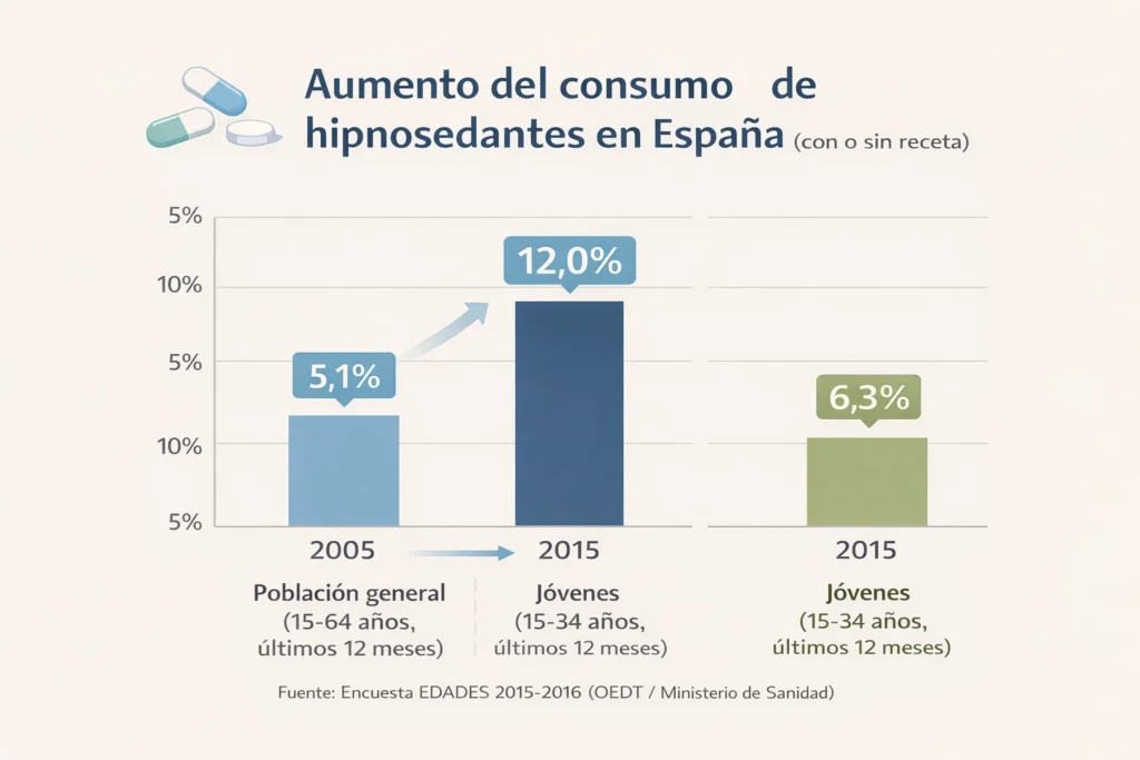 grafica aumento consumo ansioliticos en jovenes